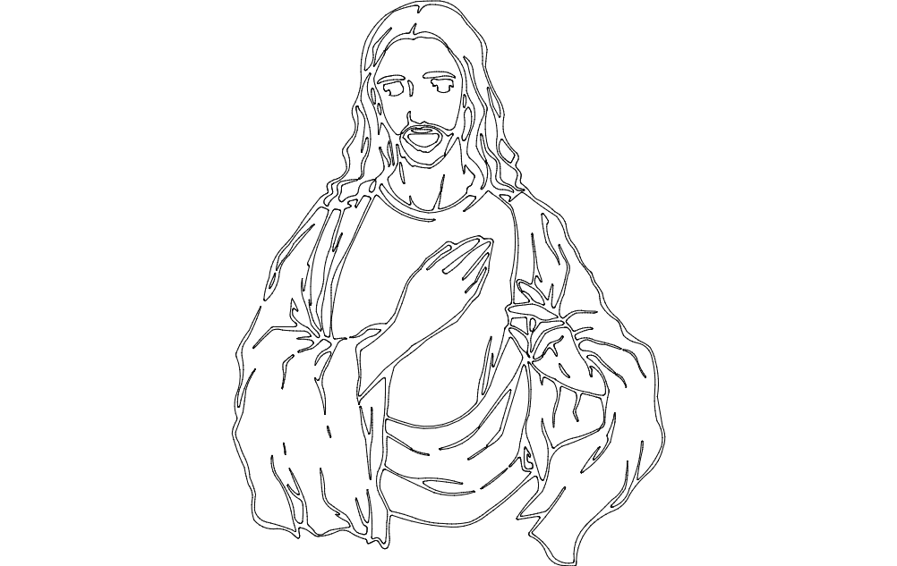 Sacred Heart of Jesus Line Art Vector File for Laser Cutting