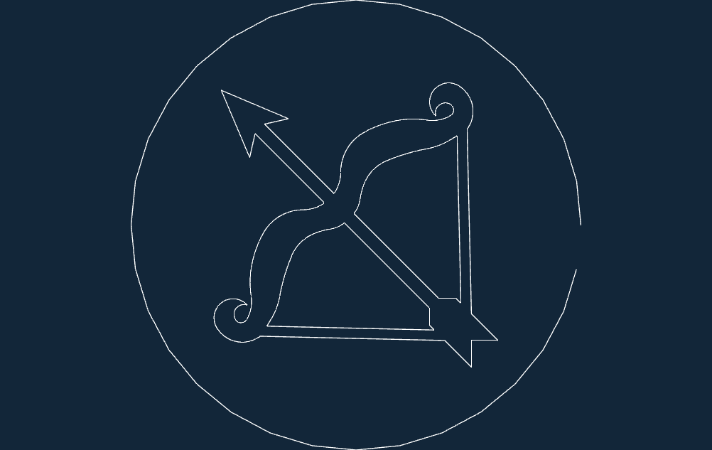 Sagittarius Zodiac Bow and Arrow Vector DXF File for Laser Cutting