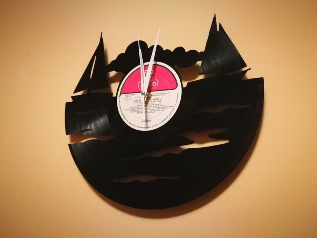 Sailboat Vinyl Record Wall Clock Vector Design DXF