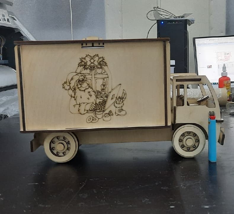 Santa Christmas Delivery Truck Laser Cut File Vector