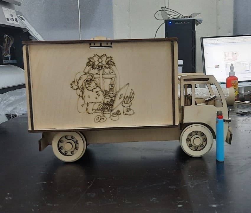 Santa Christmas Delivery Truck Laser Cut Vector File