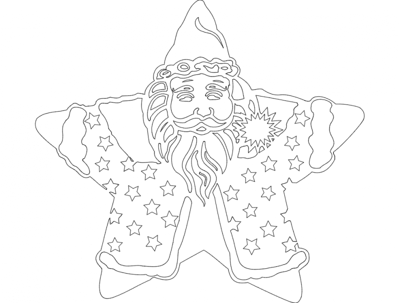 Santa Claus Star Ornament DXF Vector File