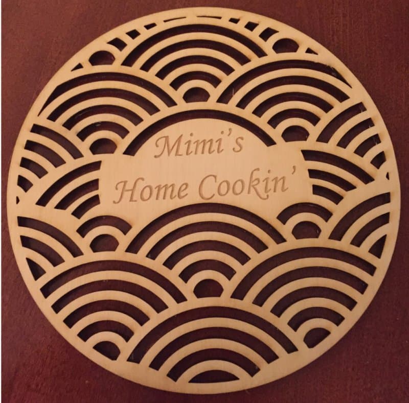 Seigaiha Pattern Kitchen Trivet with Engraving Area SVG Vector