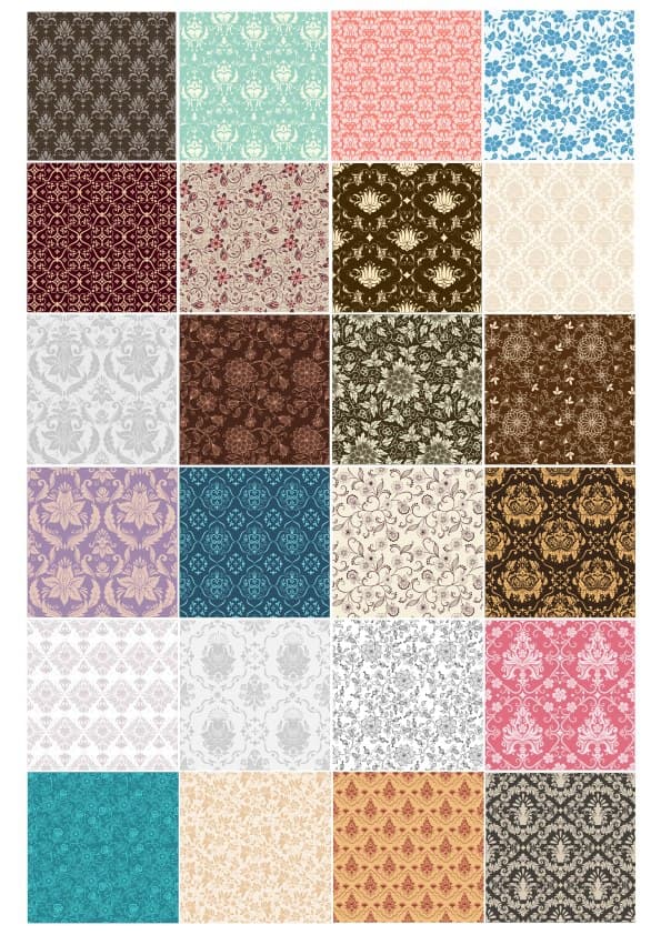 Set of 24 Elegant Seamless Floral Pattern Vectors for Laser Cutting