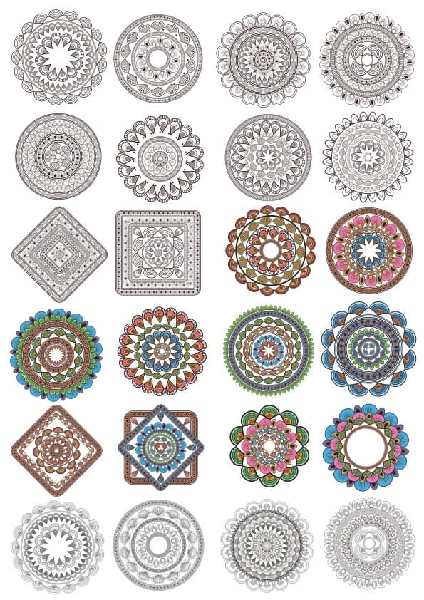 Set of 24 Intricate Mandala Vector Designs for Laser Cutting