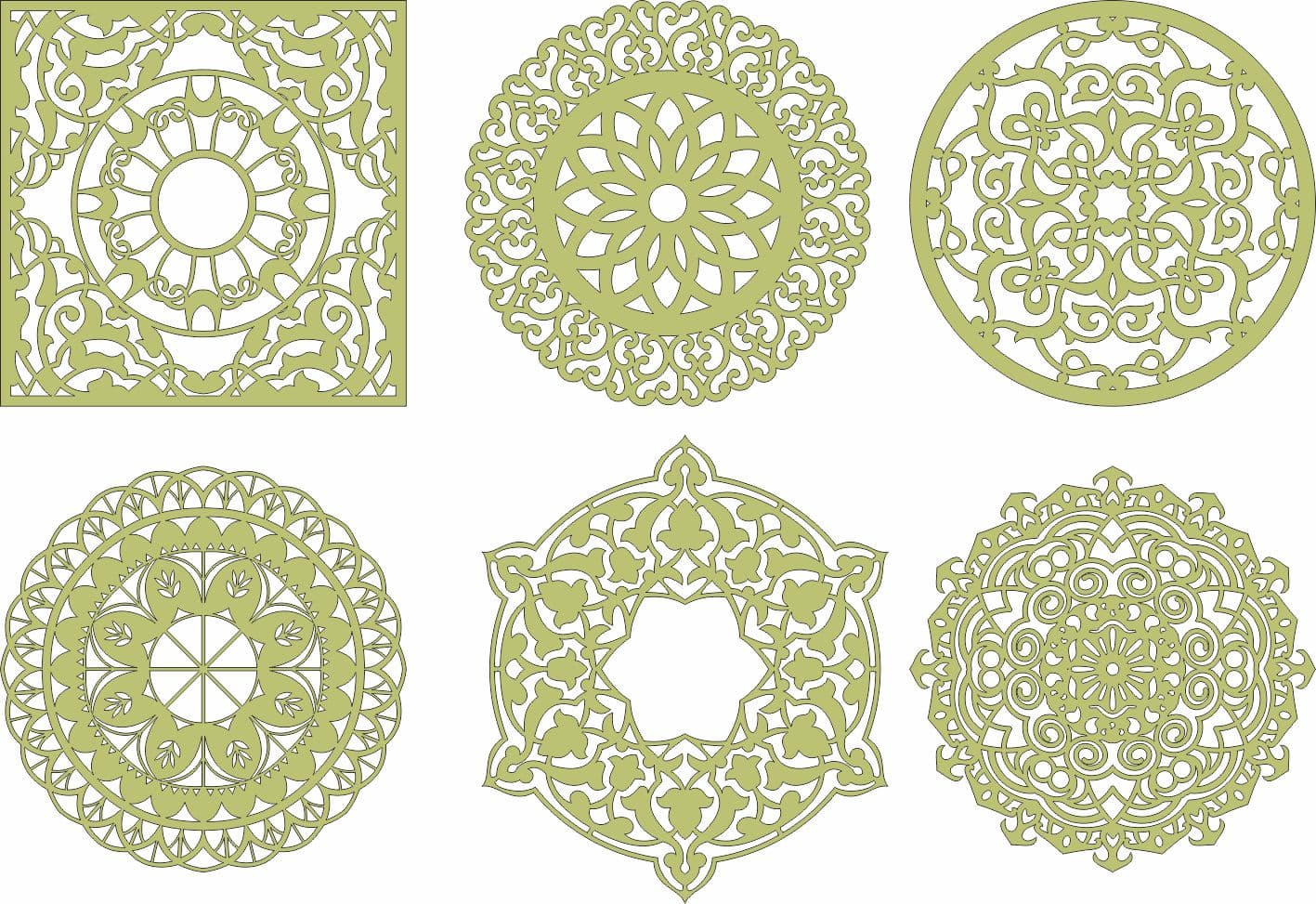 Set de 6 Archivos Vectoriales de Mandalas para Corte Láser