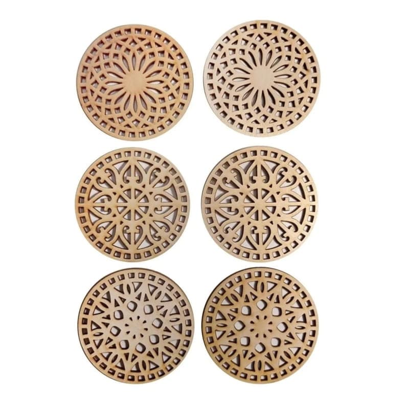 Set of 6 Mandala Round Coasters Laser Cut Vector File