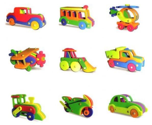 Set of 9 Colorful Wooden Vehicle Toys Laser Cut Vector Files