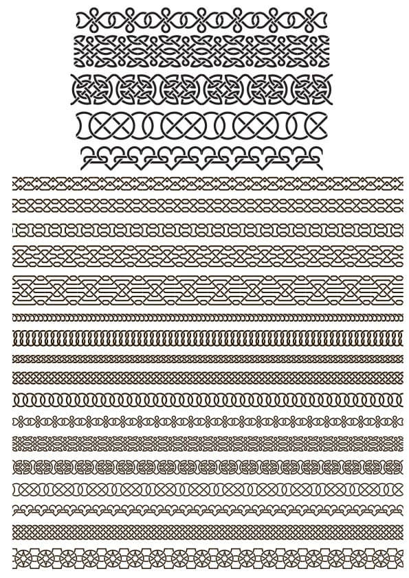 Set of Celtic Knot Border Patterns Vector for Laser Cutting