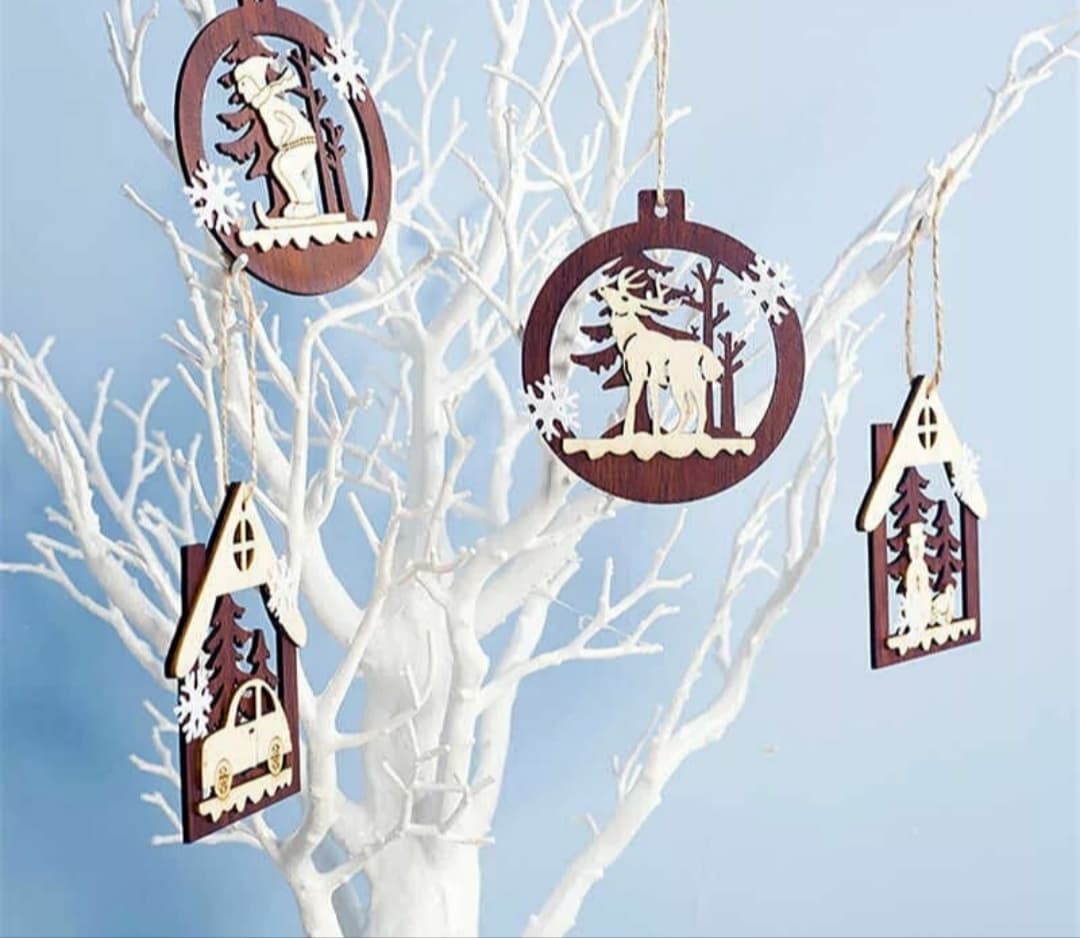 Set of Winter Christmas Ornament Vector Files for Laser Cutting