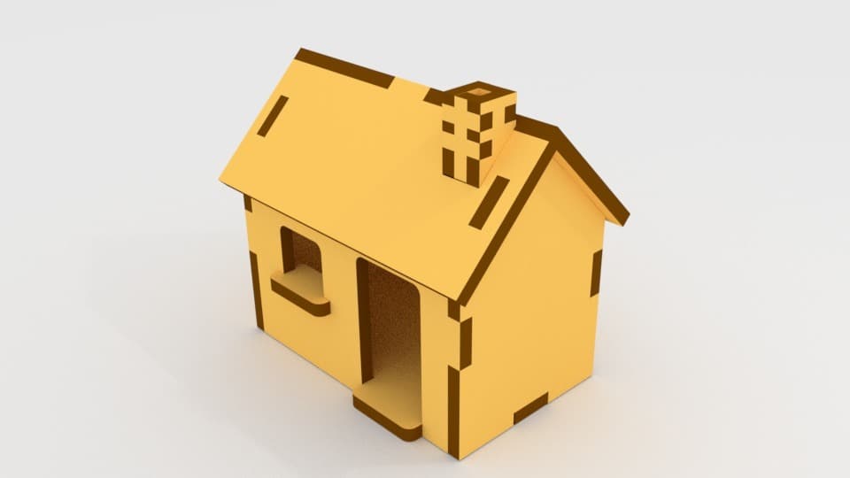 Simple 3D House Model Laser Cut Vector SVG File