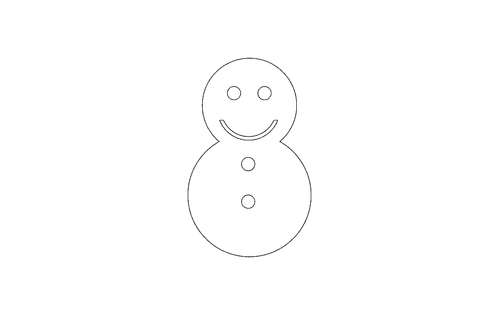 Simple Snowman Holiday Ornament Vector DXF File