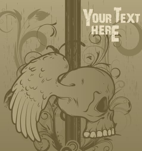 Skull and Wings Graphic Design Vector File for CNC