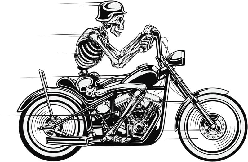 Skull Biker Riding Motorcycle Vector Design File