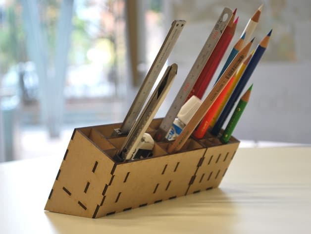 Slanted Desk Organizer Laser Cut Vector File