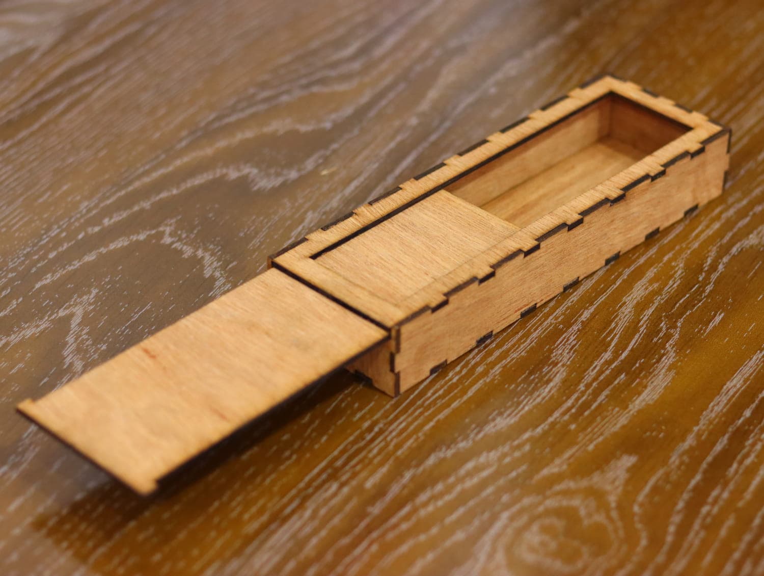Sliding Lid Wooden Pencil Case Vector File for Laser Cutting