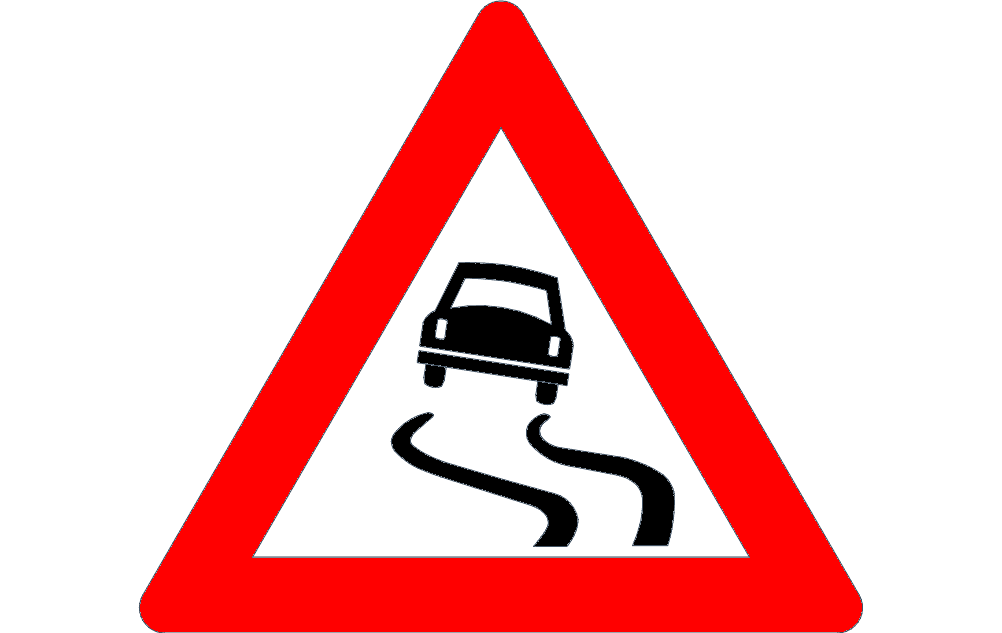 Slippery Road Warning Sign Vector DXF File