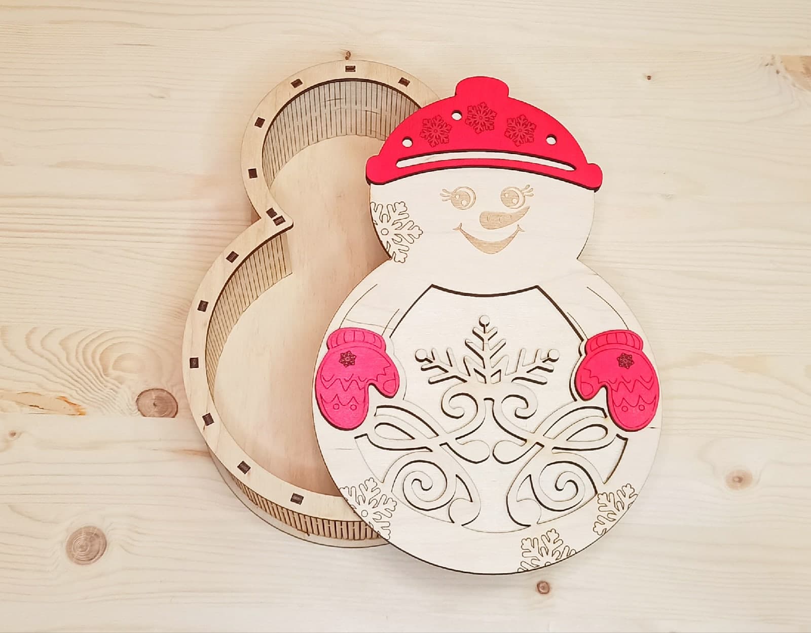 Snowman Christmas Candy Box Laser Cut File - Free Vector
