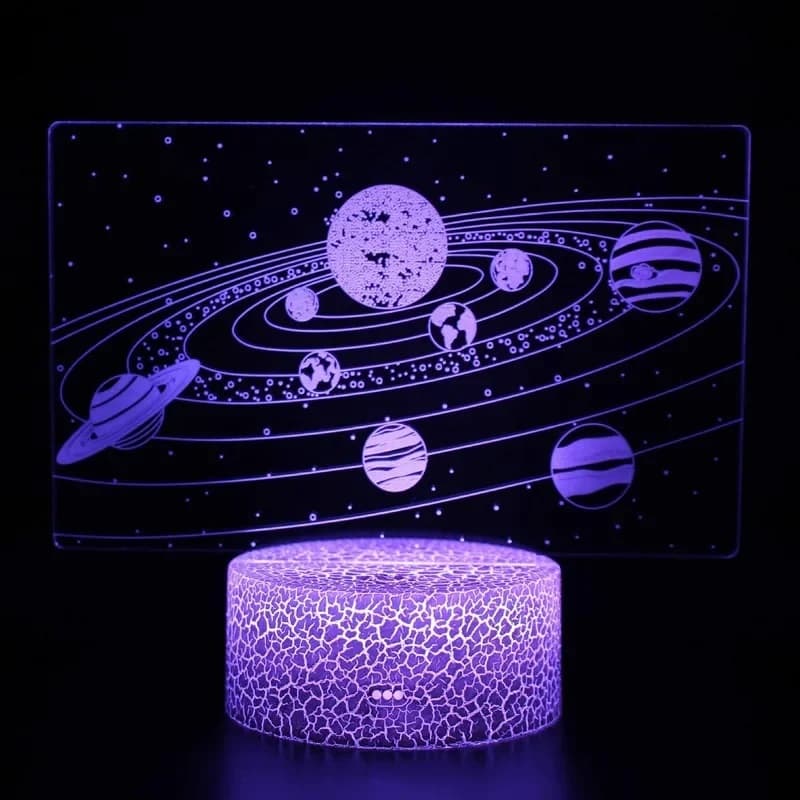Solar System 3D Illusion Night Light Vector for Laser Cutting
