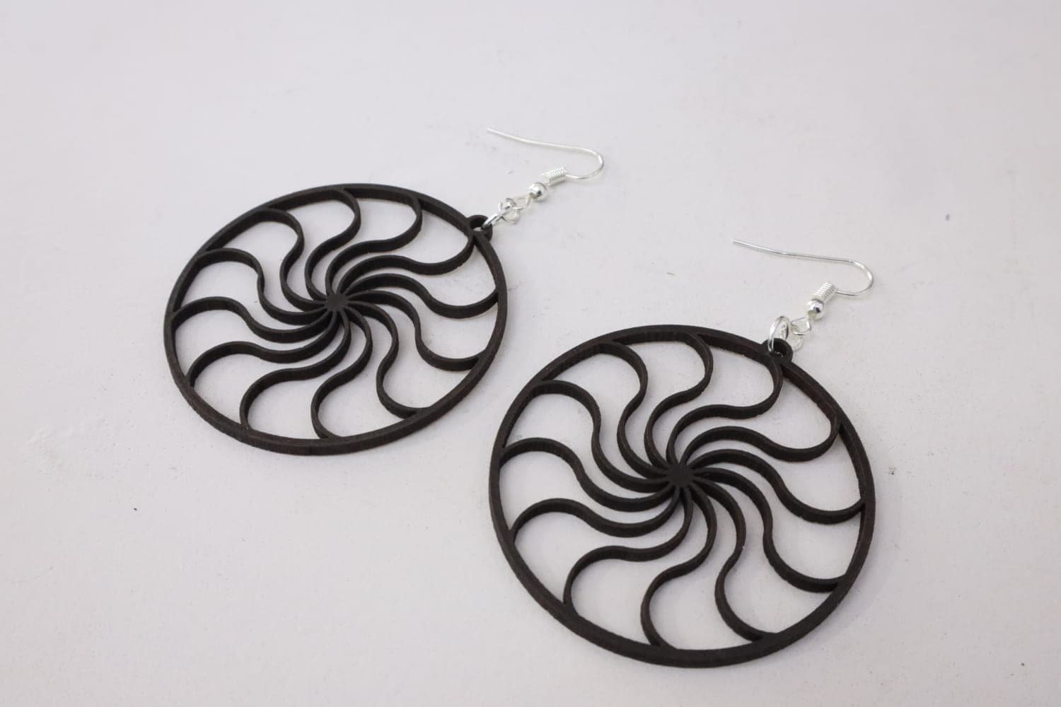 Spiral Mandala Circular Earrings Laser Cut Vector File