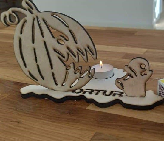 Spooky Halloween Pumpkin Tealight Holder Laser Cut Vector SVG