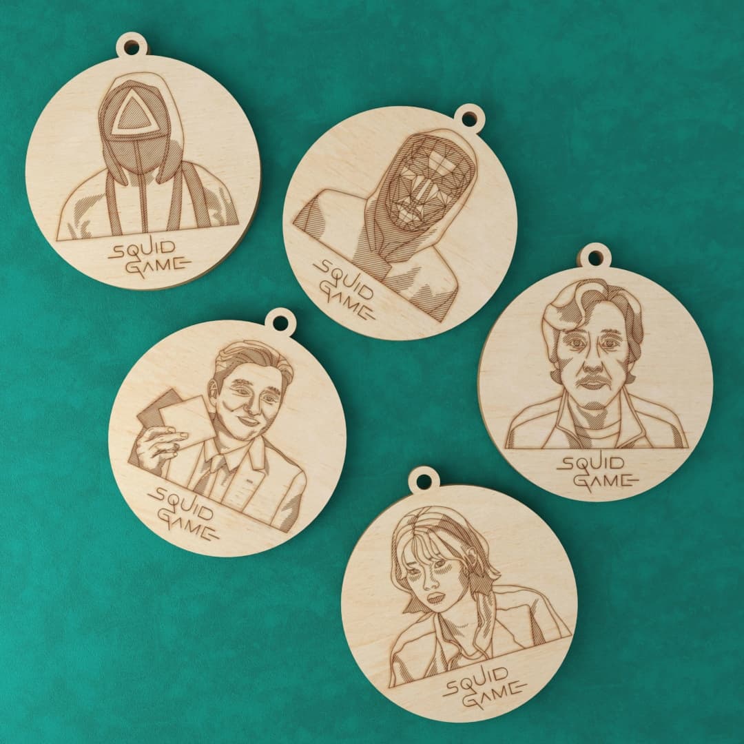Squid Game Character Keychains Laser Cut Vector Files