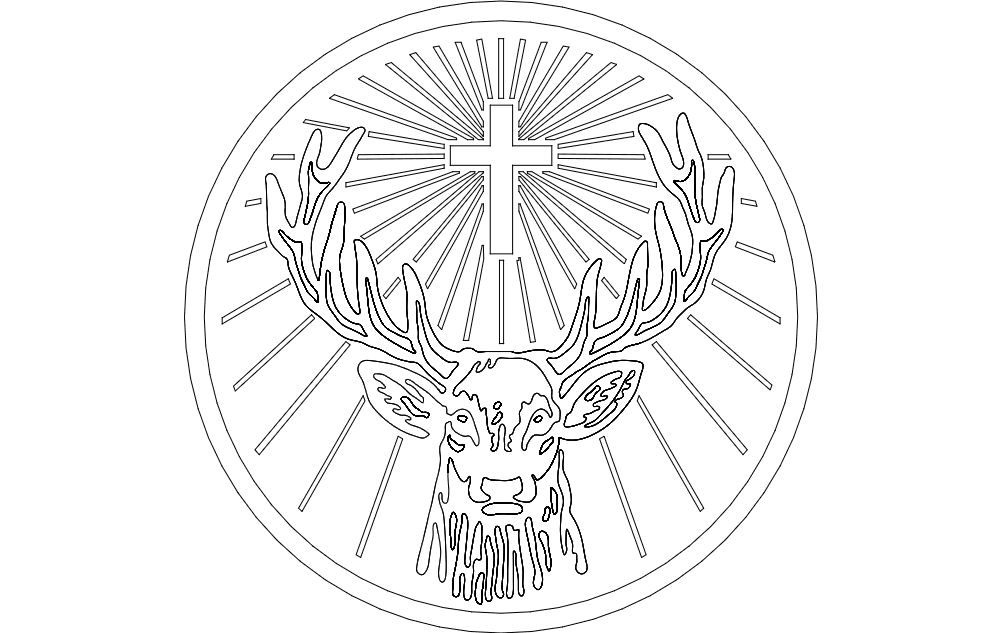 St. Hubertus Deer Cross Emblem Vector File for Laser Cutting