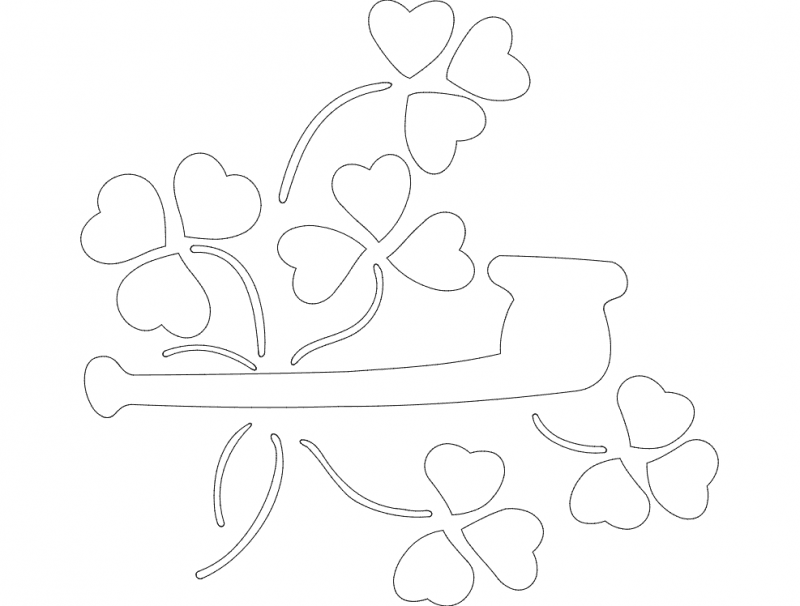 St. Patrick's Day Pipe and Shamrock Vector DXF File