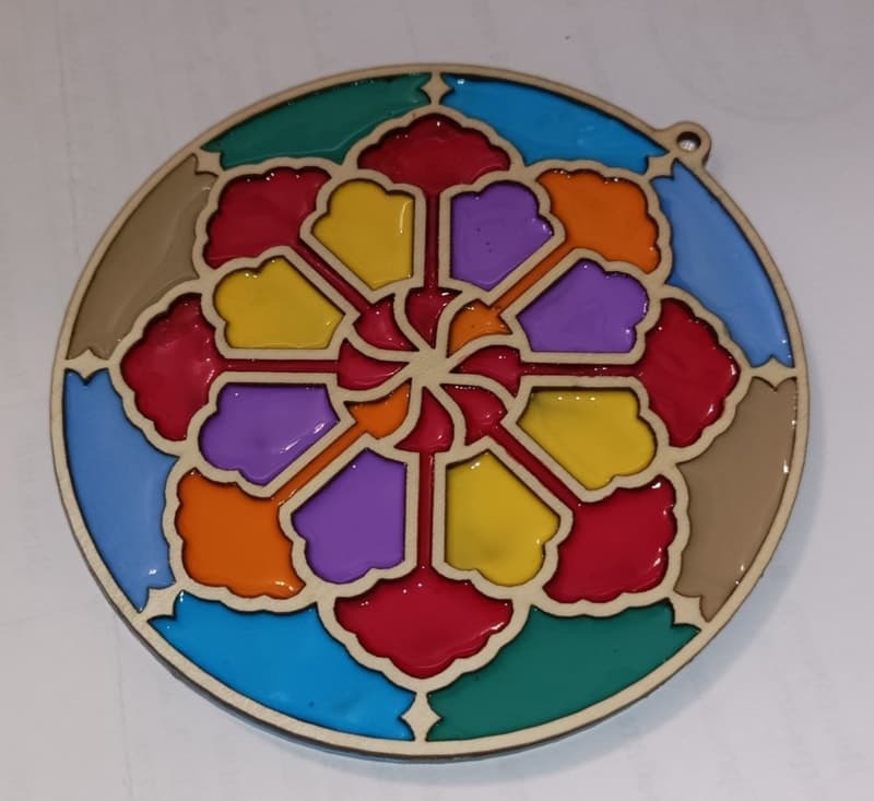 Stained Glass Style Mandala Ornament Laser Cut DXF File