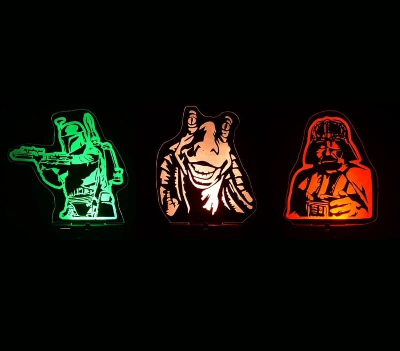 Star Wars 3D Illusion Lamp Vector Set for Laser Cutting