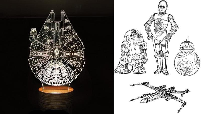 Star Wars 3D LED Acrylic Night Light Vector Files