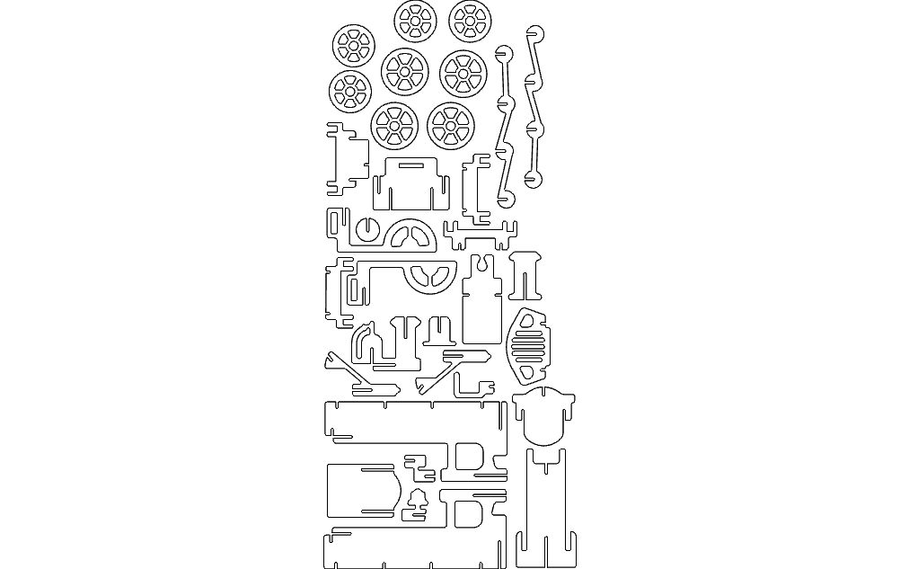 Steam Locomotive 3D Puzzle Laser Cut Vector DXF File