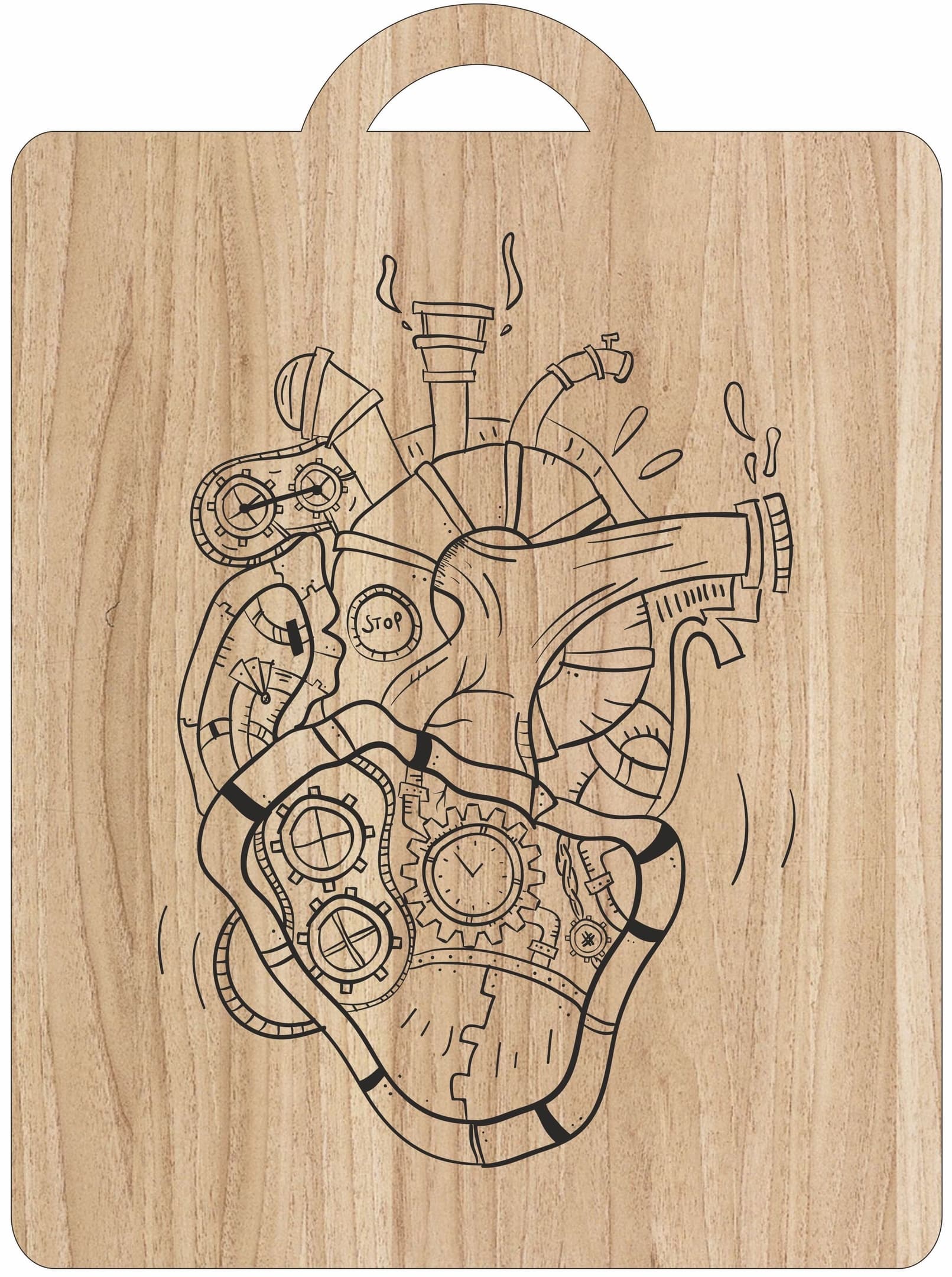 Steampunk Mechanical Heart Laser Engraving Vector File