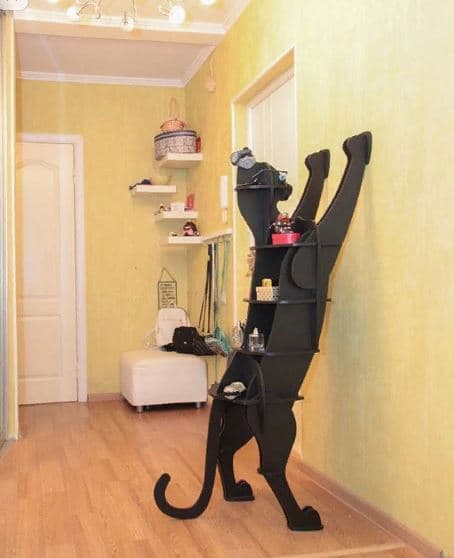 Stretching Cat Bookshelf Laser Cut Vector Plan DXF