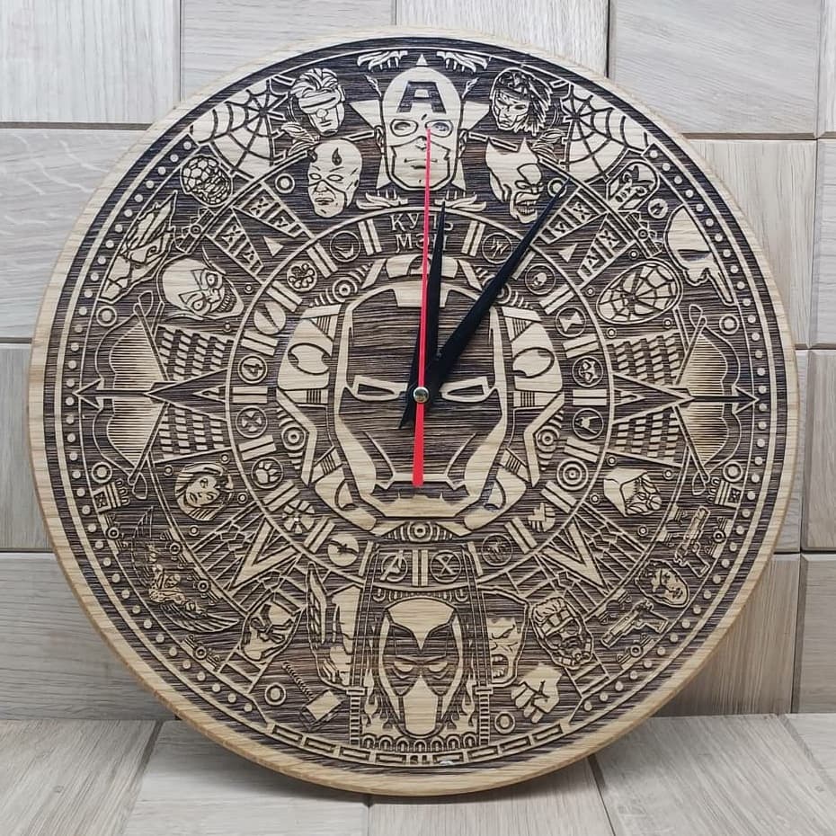 Superhero Calendar Wall Clock Laser Cut Vector File