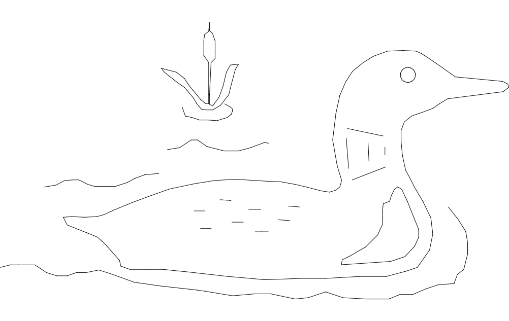 Swimming Loon Vector File for Laser Cutting DXF