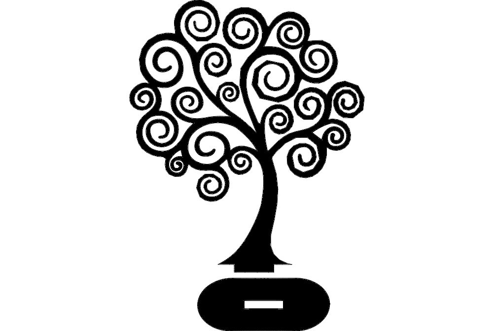 Swirly Tree 3D Puzzle Laser Cut Vector File