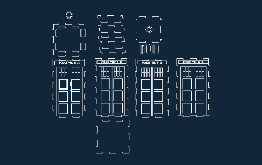 TARDIS 3D Puzzle Laser Cut Vector File (DXF)