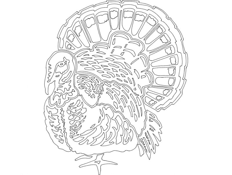 Archivo Vectorial de Silueta de Pavo de Acción de Gracias para Corte Láser DXF