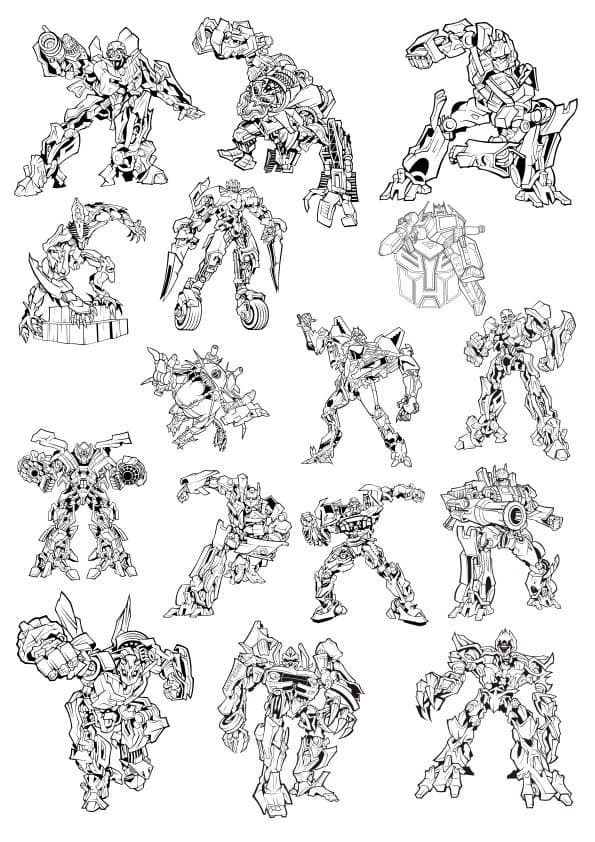 Transformers Robot Action Characters Vector Set for Laser Cutting