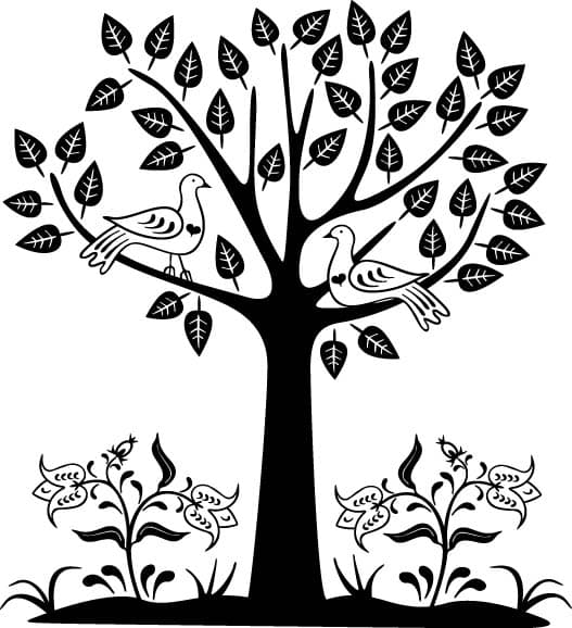 Tree of Life Wall Art with Birds DXF CDR Vector File