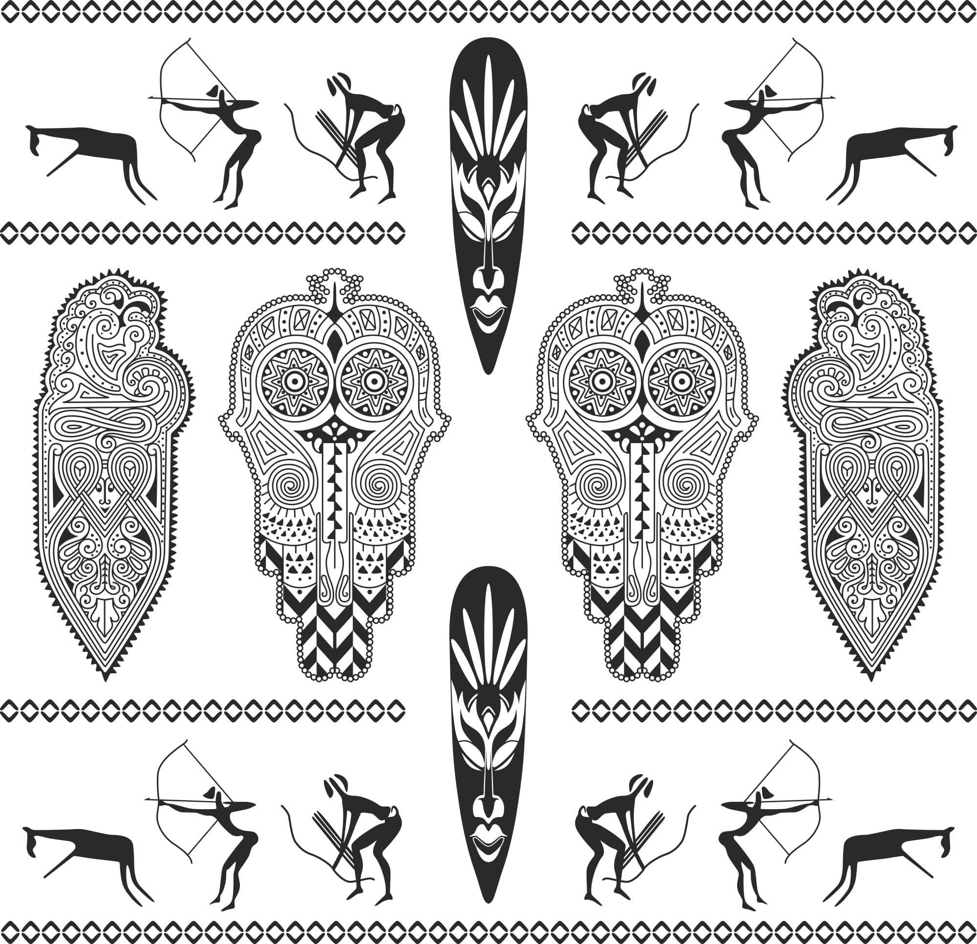 Tribal African Totem and Mask Vector Set for Laser Cutting