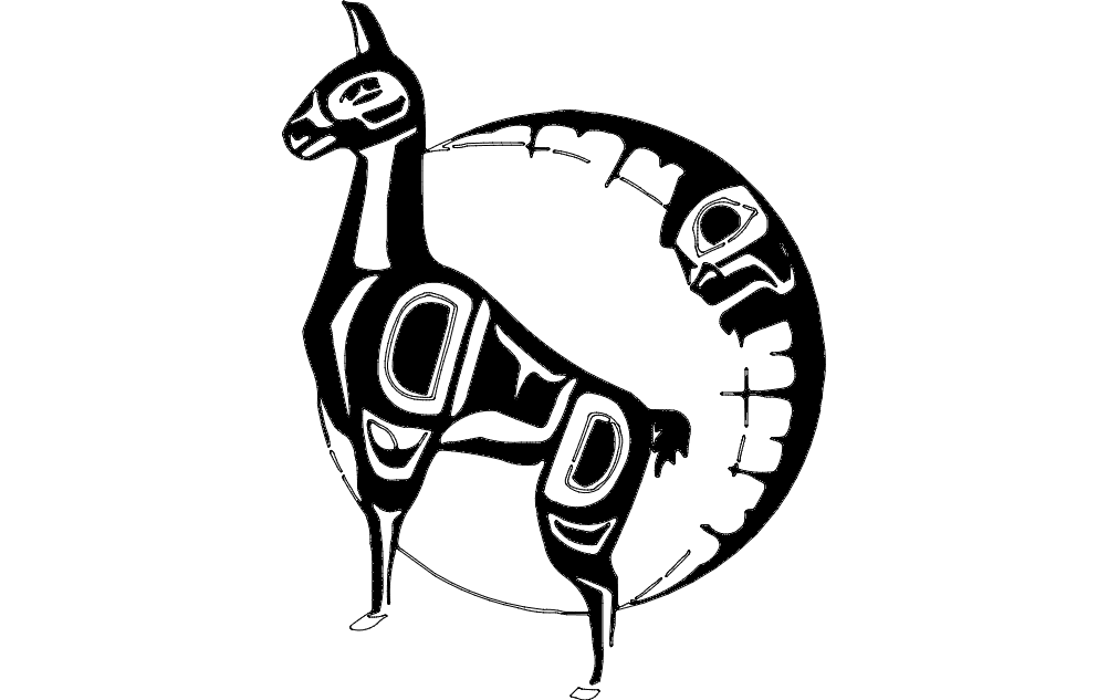 Tribal Alpaca Vector Art DXF File for Laser Cutting