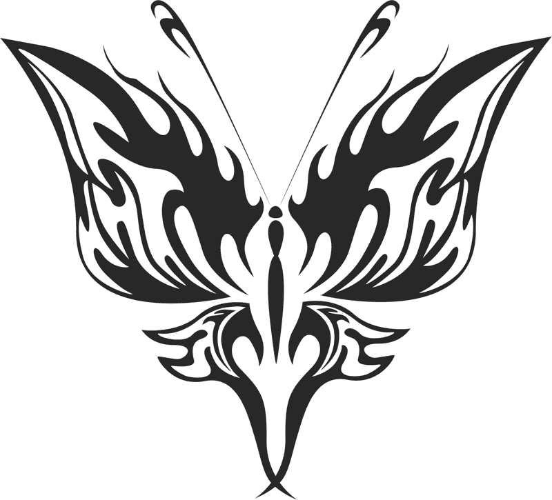Tribal Butterfly Silhouette Vector for Laser Cutting - Free DXF