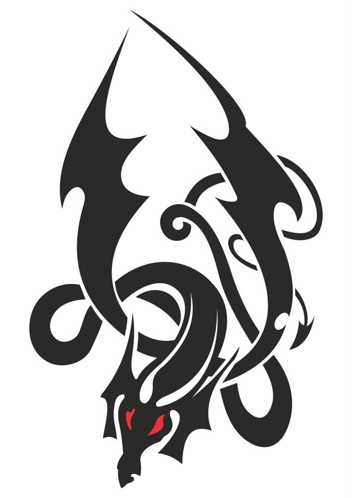 Tribal Dragon Silhouette Vector Design for Laser Cutting