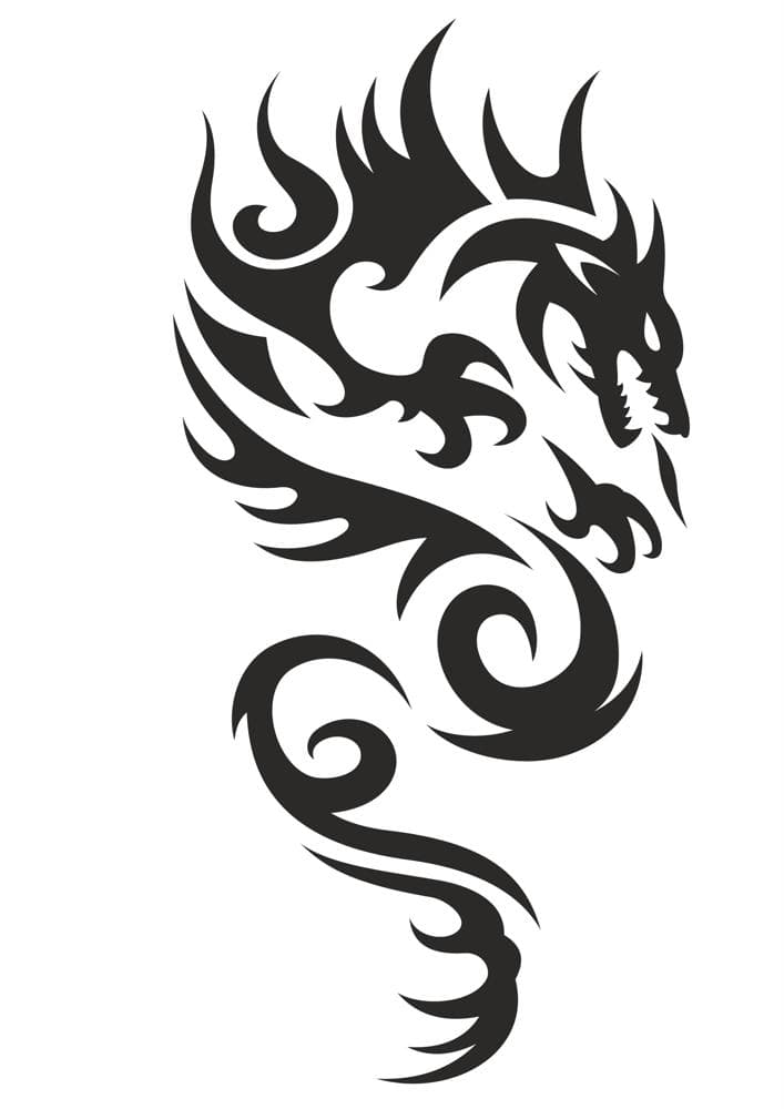 Tribal Dragon Silhouette Vector for Laser Cutting - Free Download
