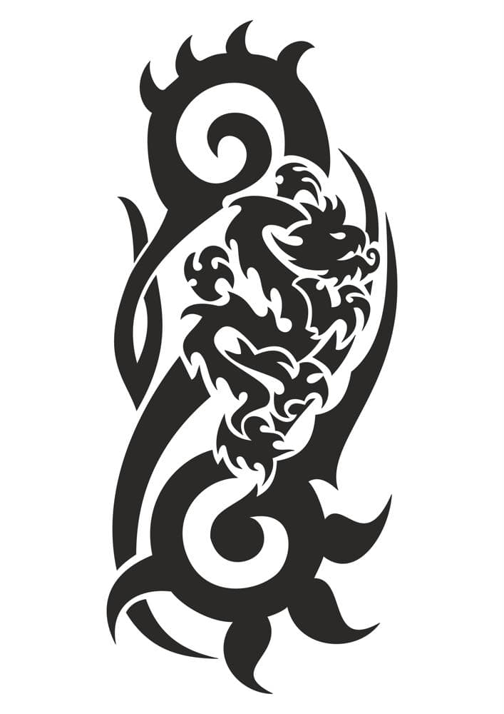 Tribal Dragon Silhouette Vector for Laser Cutting - Free Download