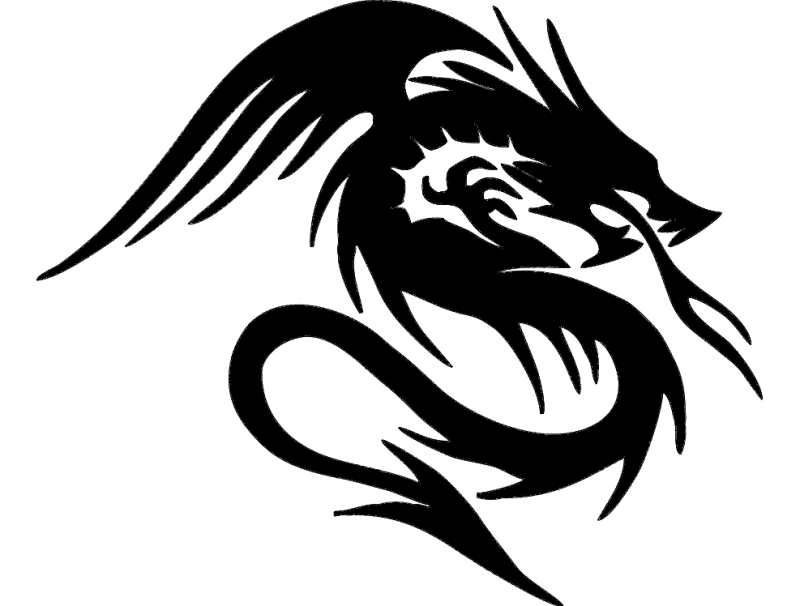 Tribal Dragon Silhouette Vector - Free DXF for Laser Cutting