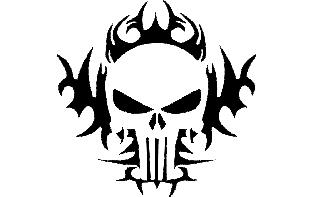 Tribal Punisher Skull Vector Design - Free DXF File