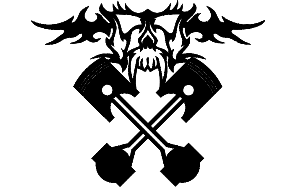 Tribal Skull Pistons Vector Design for CNC Laser Cutting (DXF)